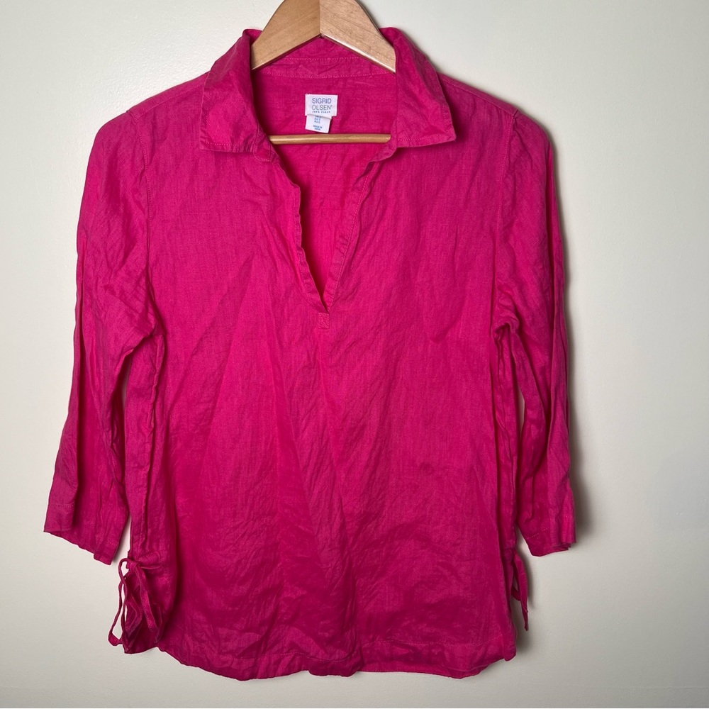 Sigrid Olsen Fuchsia Tunic with Split Neck